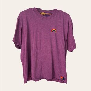 Aviator Nation Rainbow Embroidery Boyfriend Tee